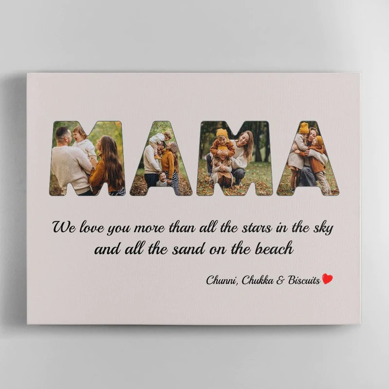 PresentsPrints, Mama Custom Photo, We love you more than all the Stars in the Sky, Personalized Canvas, Mother's Day Gift