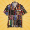 Personalized Book Lover Hawaiian Shirt - Hello My Name Is - book spine pattern