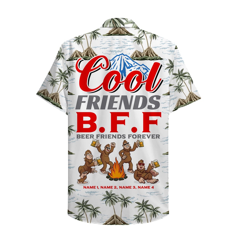 Personalized Bigfoot Friends Hawaiian Shirt - Cool friends BFF Beer Friends Forever