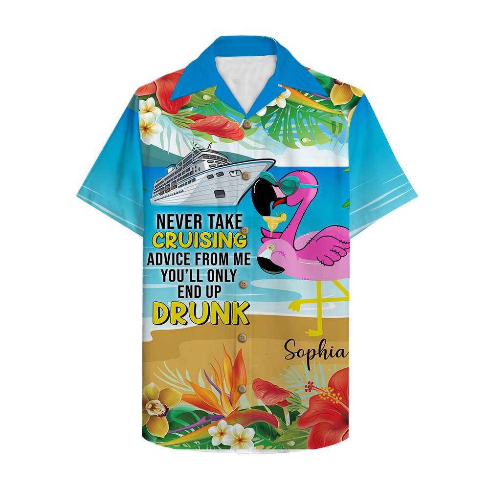 Personalized Cruise Flamingo Hawaiian Shirt - You'll only end up drunk