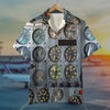 Pilot Flight Instruments Panel Hawaiian Shirt - Custom Name &amp; Number