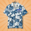 Personalized Book Lover Hawaiian Shirt - Hello My Name Is - Blue Books Pattern