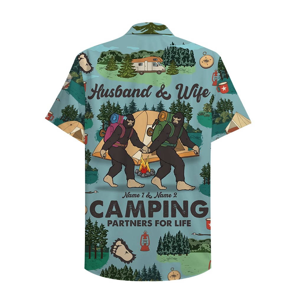 Camping Husband and wife Camping partners for life Custom Hawaiian Shirt, Aloha Shirt