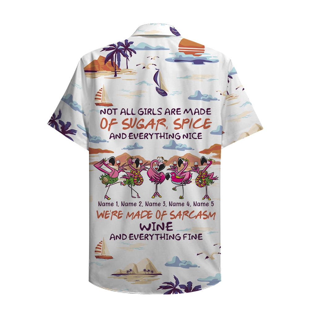 Personalized Flamingo Girls Hawaiian Shirt - Made Of Sarcasm Wine - Beach Pattern