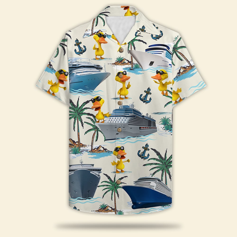 Cruising Duck Hawaiian Shirt - Gift for Cruise Trips - Duck & Cruise Pattern