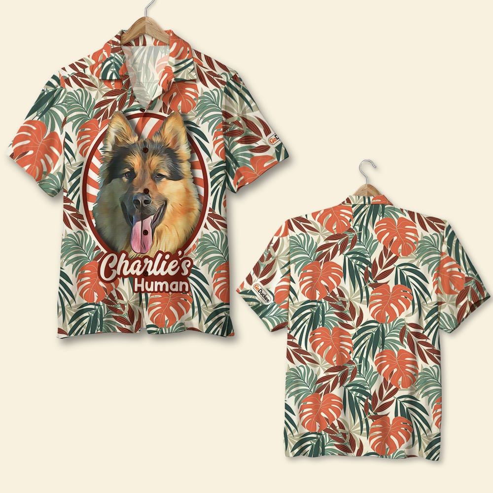 Custom Photo - Dog Lover Hawaiian Shirt - Floral Pattern