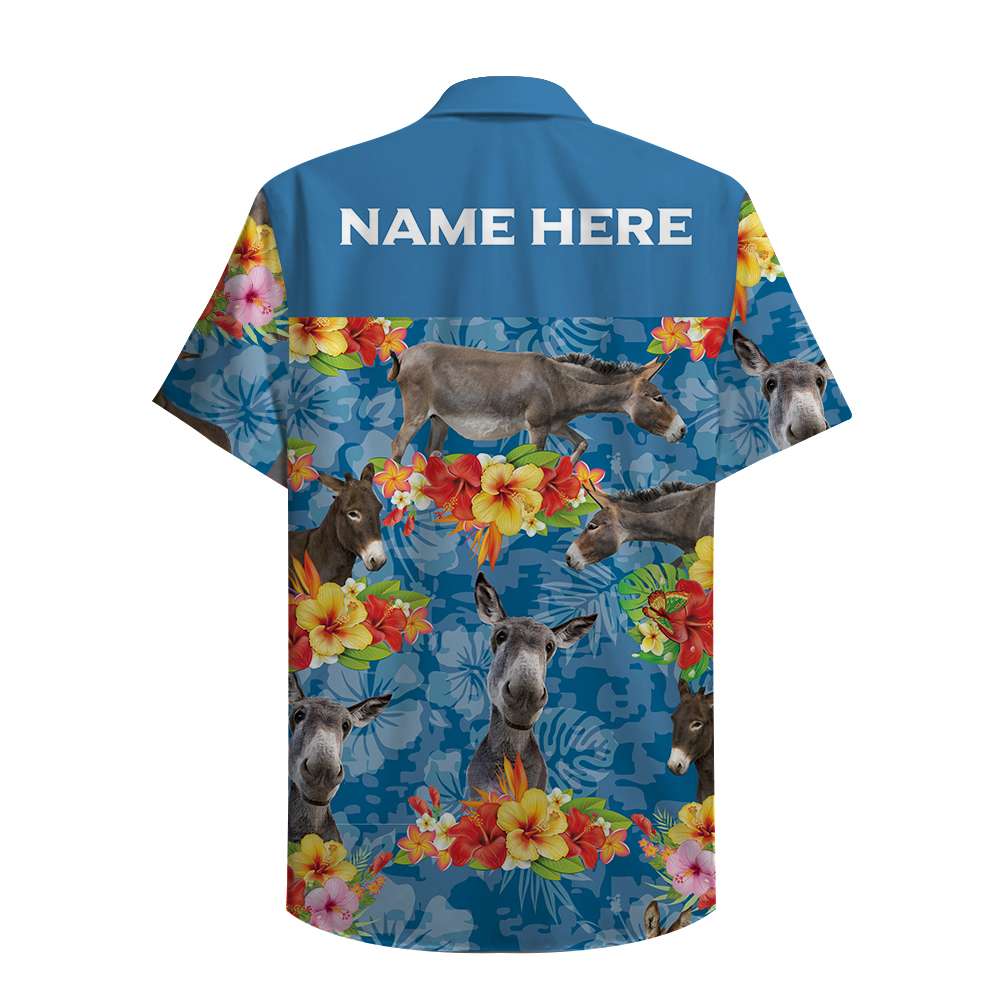 Custom Farmer's Name Hawaiian Shirt - Donkey Pattern