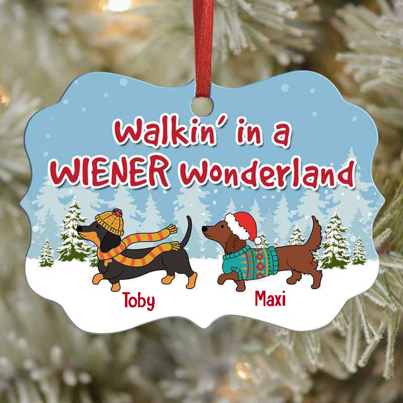 PresentsPrints, Dachshund Wiener Wonderland Dog Personalized Christmas Acrylic Ornament