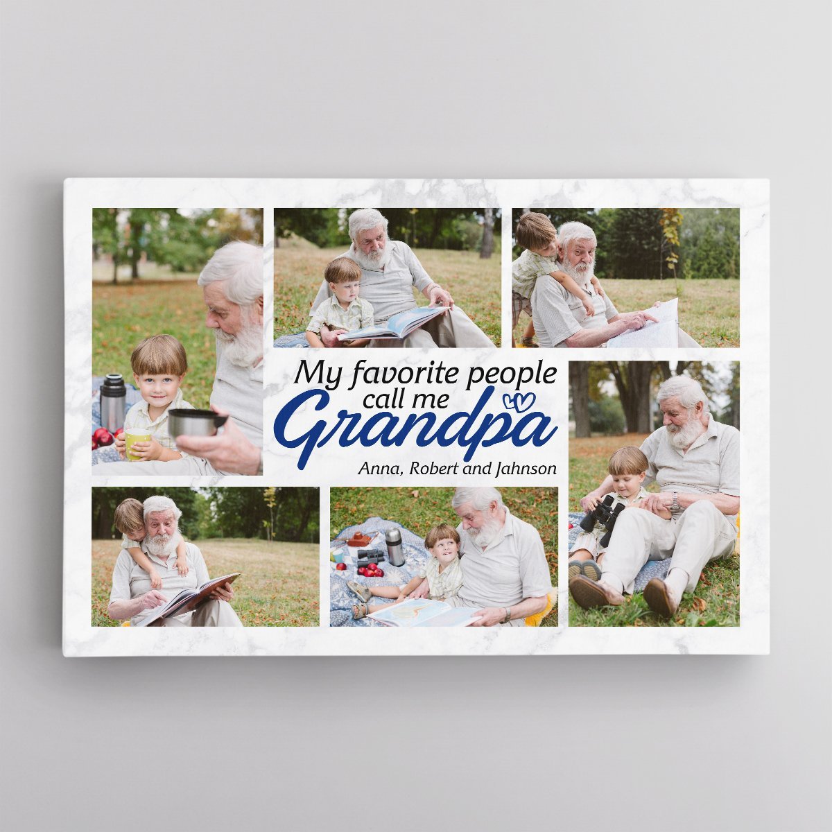 PresentsPrints, My Favorite People Call Me Grandpa, Custom Photo, Personalized Name Canvas Wall Art