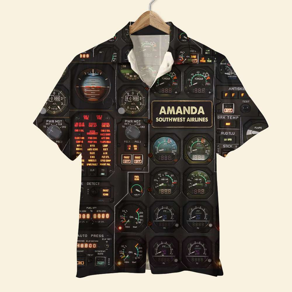 Pilot Seaplane Control Panel Hawaiian Shirt - Custom Name & Number