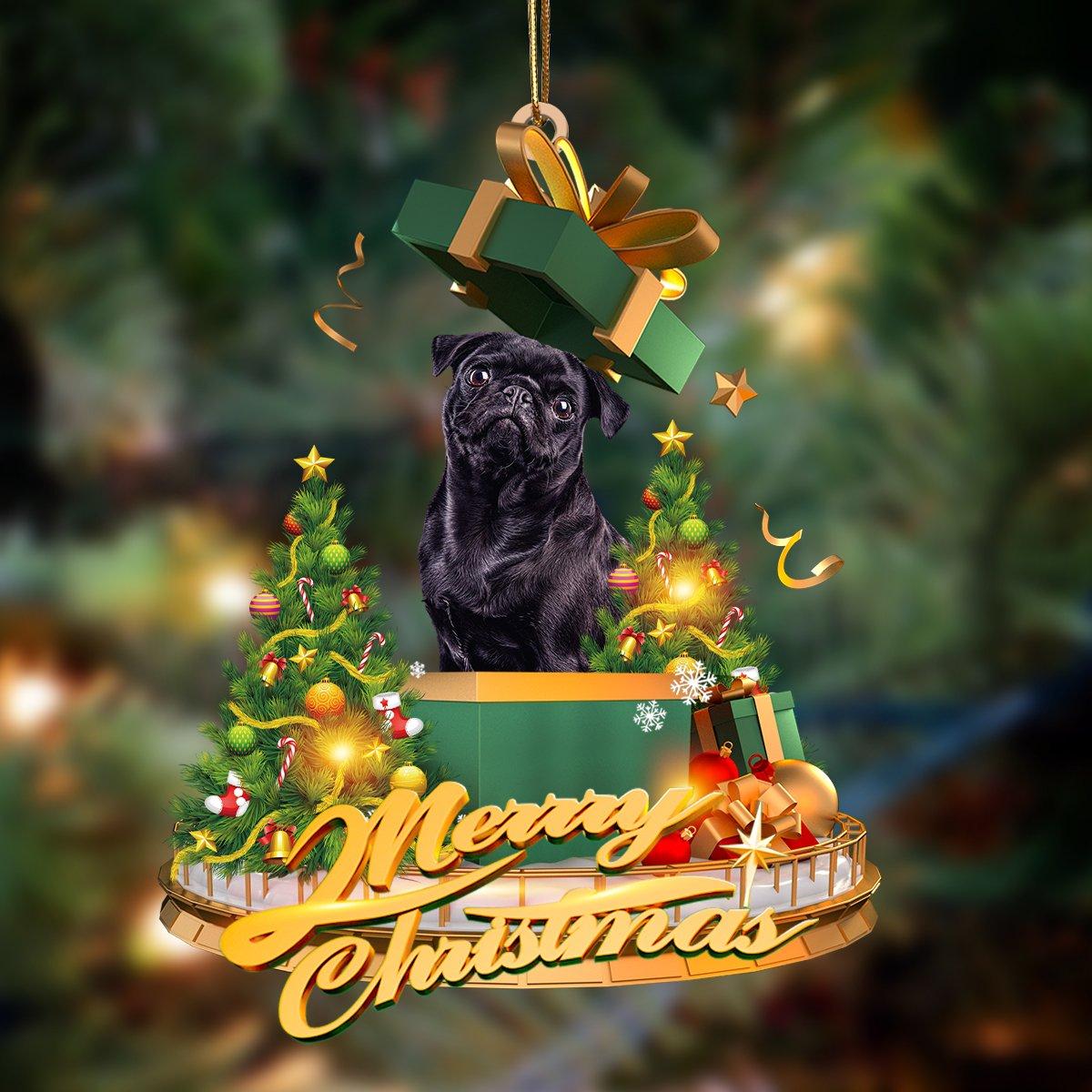Pug bla-Christmas Gifts&dogs Hanging Ornament