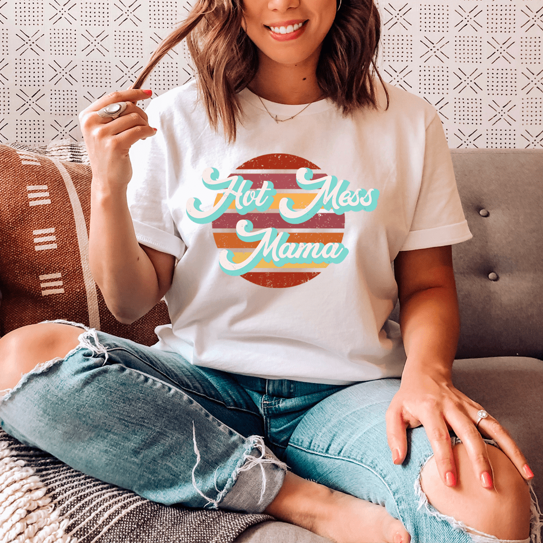 PresentsPrints, Retro Hot Mess Mama Happy Mother's Day, Mom T-shirt