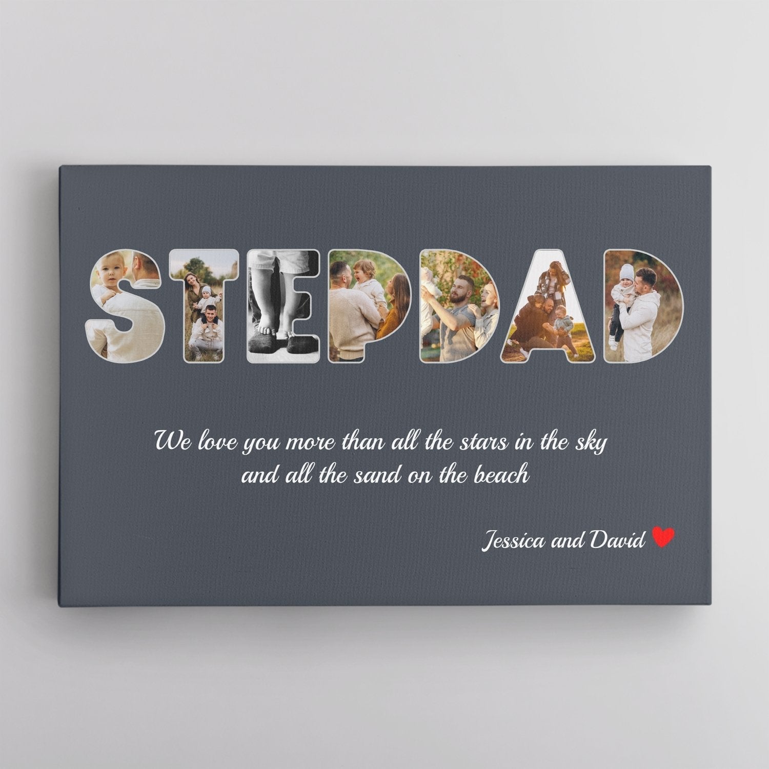 PresentsPrints, Stepdad Custom Photo - Personalized Name And Text Canvas Wall Art