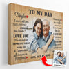 PresentsPrints, To My Dad, Love You, I Will Always Be Your Little Girl, Custom Portrait From Photo, Canvas Wall Art